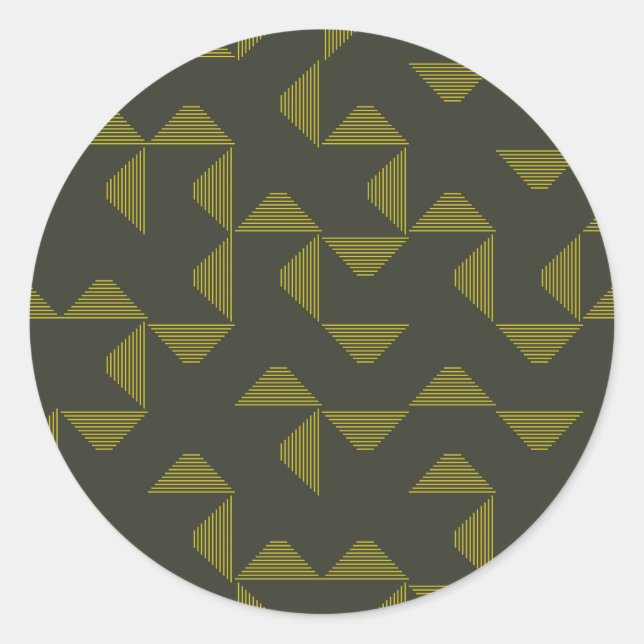 Green, cool, unique, trendy triangles pattern classic round sticker (Front)