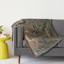 Green & Cooper Circuit Board Cotton Throw Blanket