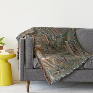 Green & Cooper Circuit Board Cotton Throw Blanket