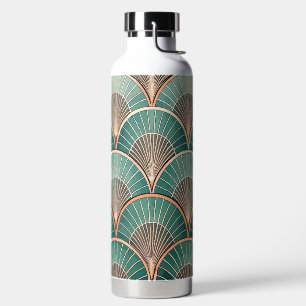 GREEN & COPPER ART DECO PATTERNS WATER BOTTLE
