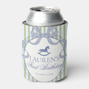 Green Coquette Bow Rocking Horse Birthday Favour Can Cooler