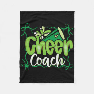 Green Coquette Pom Poms Bow Cheer Coach Dad Cheerl Fleece Blanket
