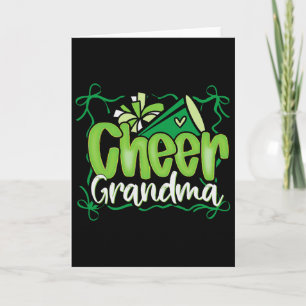 Green Coquette Pom Poms Bow Cheer Grandma G-ma Che Card