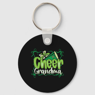 Green Coquette Pom Poms Bow Cheer Grandma G-ma Che Key Ring