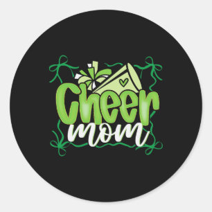 Green Coquette Pom Poms Bow Cheer Mom Mama Cheerle Classic Round Sticker