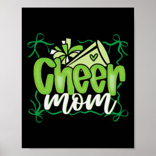 Green Coquette Pom Poms Bow Cheer Mum Mama Cheerle Poster