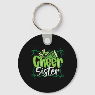 Green Coquette Pom Poms Bow Cheer Sister Cheerlead Key Ring