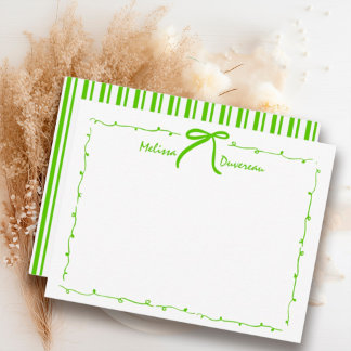 Green Coquette Preppy Doodle Bow Tween/Teen Girl Card