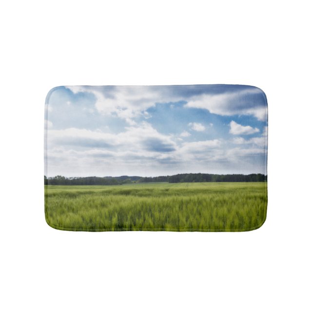 Green Cornfields and Blue Skies Bath Mat (Front)