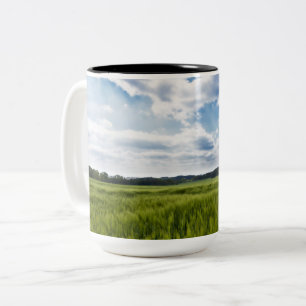 Green Cornfields and Blue Skies Two-Tone Coffee Mug