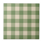 Green Cottagecore Gingham Check Plaid Ceramic Tile<br><div class="desc">Modern spring picnic trend,  with gingham plaid tartan pattern in green & ivory colours.</div>