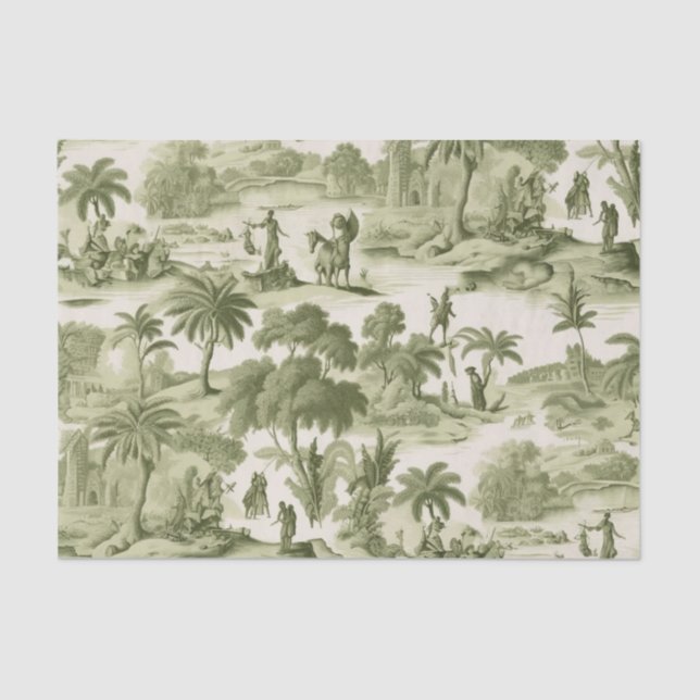 Green Countryside Hot Air Balloon Toile (10) Tissue Paper (Front)