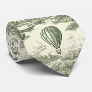 Green Countryside Hot Air Balloon Toile (1) Tie