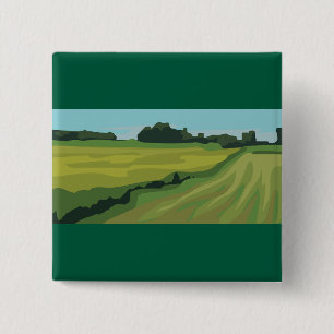 Green Countryside Landscape 15 Cm Square Badge