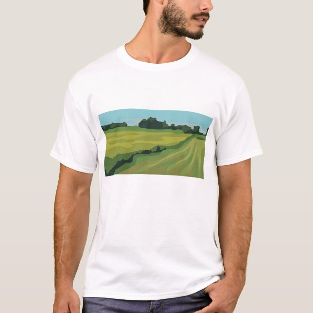Green Countryside Landscape T-Shirt (Front)