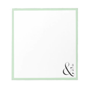 Green couple's monogram personalised Stationery Notepad