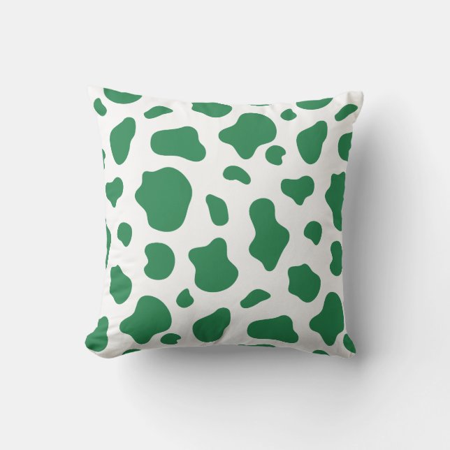 Green Cow Print Decorative Pillow (Front)