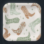 Green Cowboy Boot Party Plates<br><div class="desc">Western Party Plates
Ready to be personalized by you!</div>