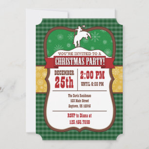 Green Cowboy Christmas Party Invitation