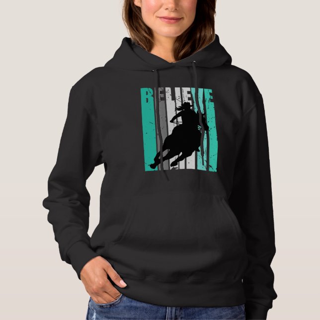 Green Cowgirl Barrel Racing Horse Riding Rider Rid Hoodie (Front)
