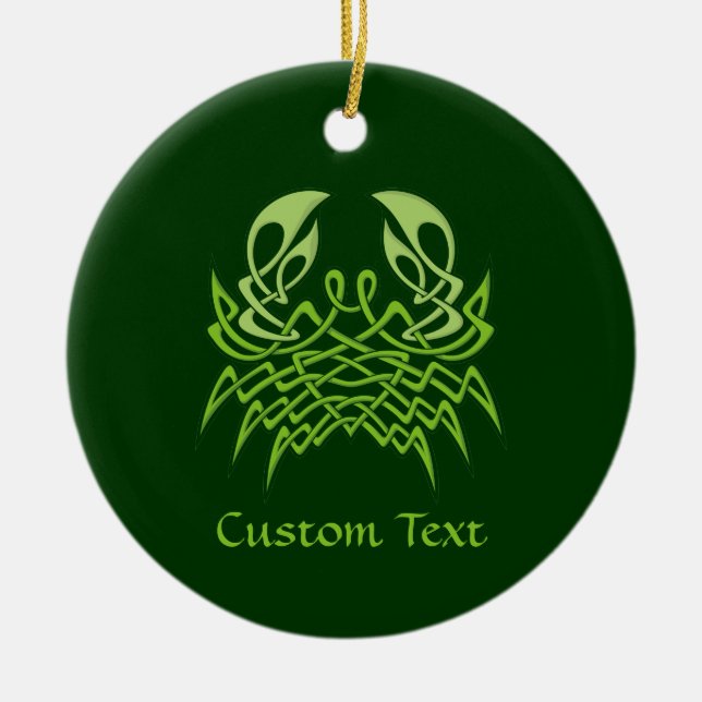 Green Crab Celtic Knot Ceramic Ornament (Front)