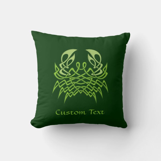 Green Crab Celtic Knot Cushion (Front)