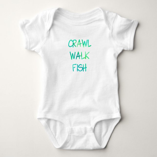 Green Crawl Walk Fish Baby Bodysuit (Front)