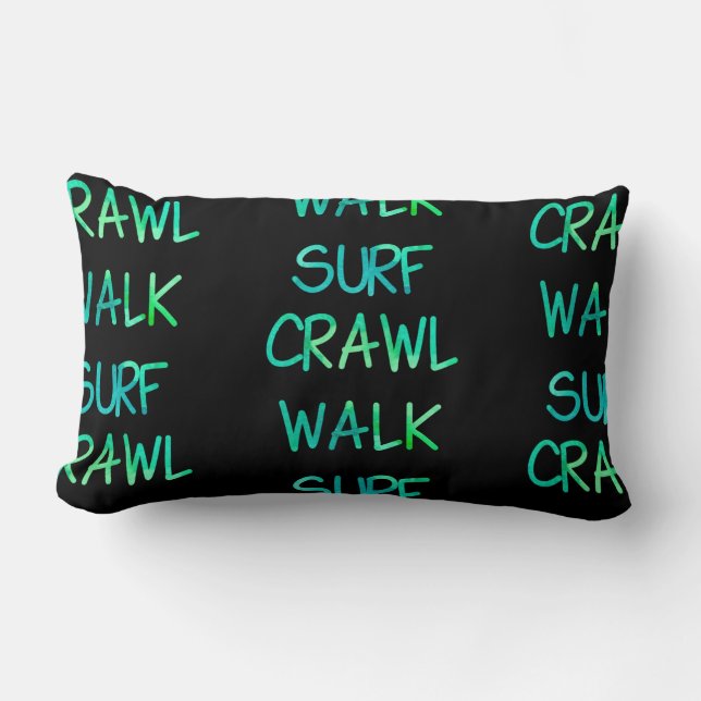 Green Crawl Walk Surf Lumbar Cushion (Front)