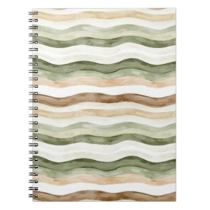 Green Cream Beige Brown Stripes Notebook