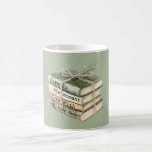 Green Cream Books Live in the Moment Coffee Mug