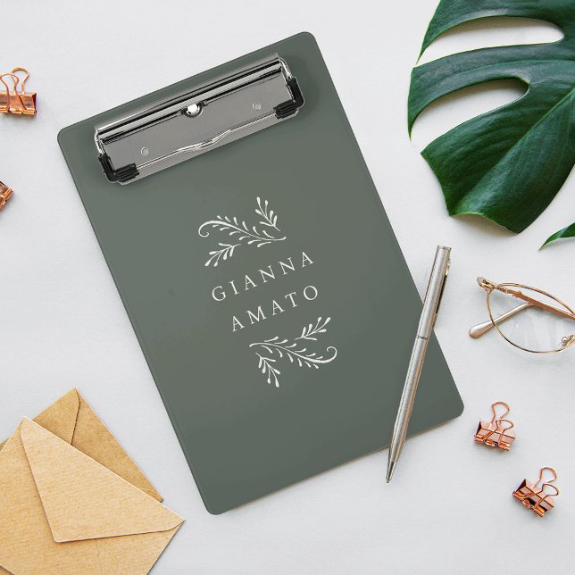Green & Cream Botanical Personalised Mini Clipboard (Creator Uploaded)