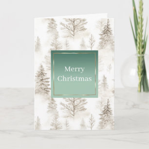 Green Cream Christmas Trees Card