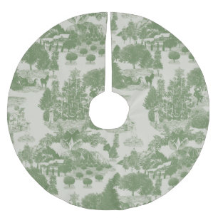 Green Cream Christmas Winter Wonderland Brushed Polyester Tree Skirt