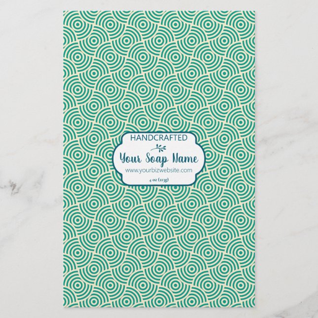 Green & Cream Colour Circle Design Soap Wrap Paper (Front)