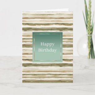 Green Cream Gold Stripes Card