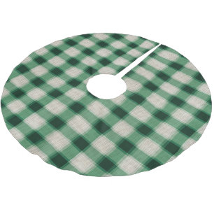 Green Cream Plaid Brushed Polyester Tree Skirt