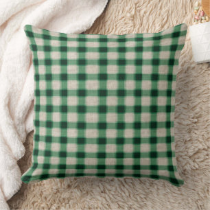 Green Cream Plaid Cushion