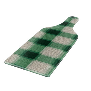 Green Cream Plaid Cutting Board
