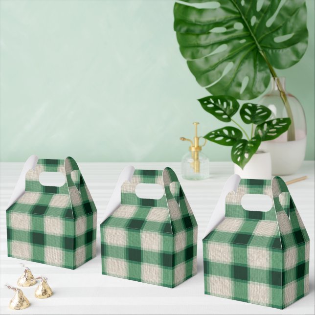 Green Cream Plaid Favour Box (Multiple)