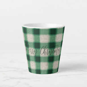 Green Cream Plaid Latte Mug