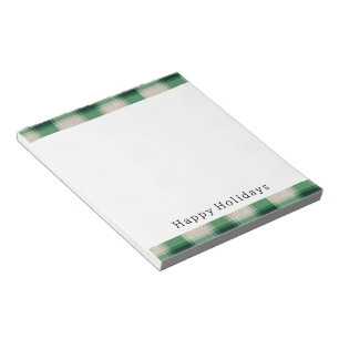 Green Cream Plaid Notepad