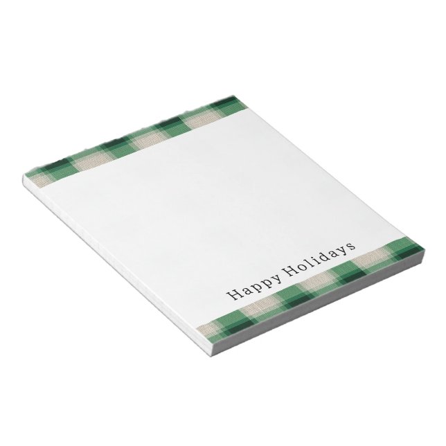 Green Cream Plaid Notepad (Angled)