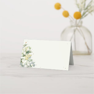 Green/Cream Snowberry+Eucalyptus Wedding Place Card