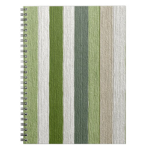 Green & Cream Striped Pattern Notebook