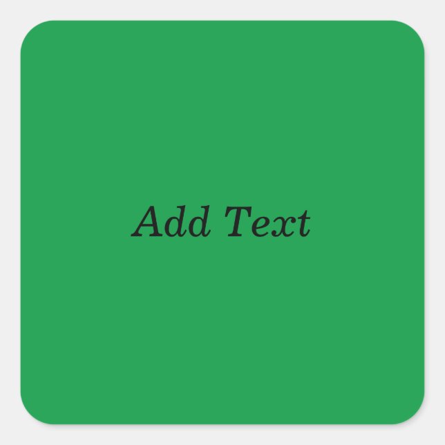 Green Create Your Own Add Text button Square Sticker (Front)