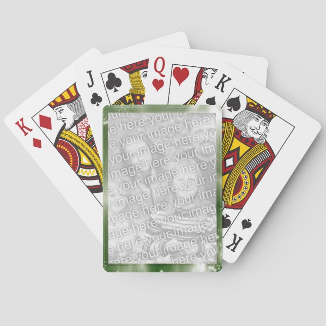 Green Create Your Own Personalised Photo Frame Playing Cards (Back)