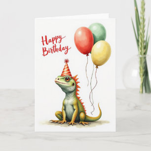 Green Creature Party Hat Card