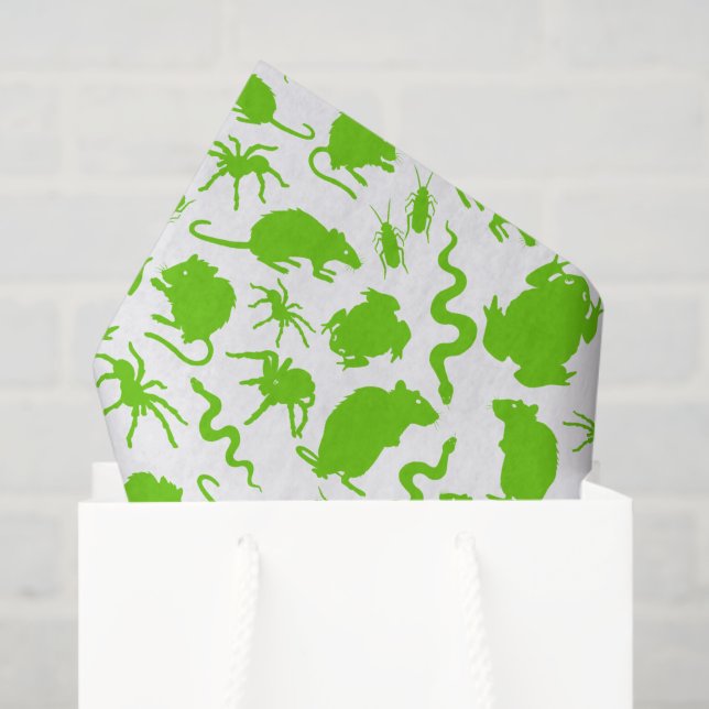 Green Creepy Crawly Critters Rats Horror Pattern Tissue Paper (Gift Bag)