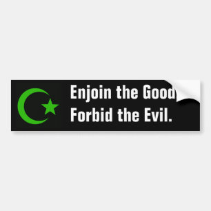 Green crescent and star--black background bumper sticker