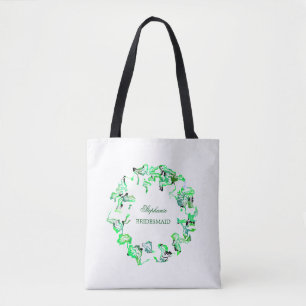 Green Crest Custom Name Weddings Bridesmaid Favor Tote Bag